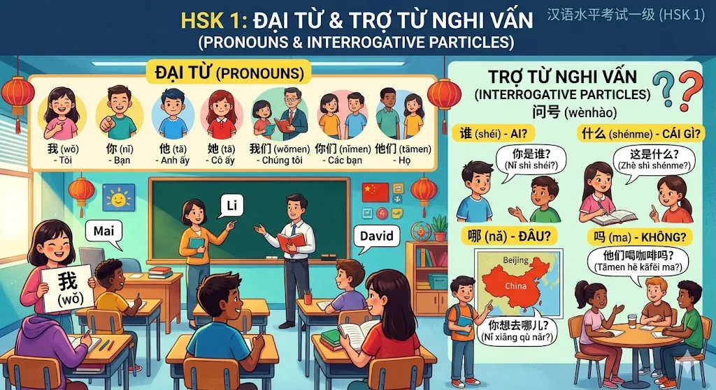 HSK 1 – Đại từ & Trợ từ nghi vấn
